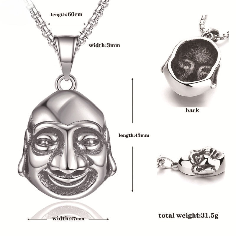 Steel Necklace – Vintage Buddha Pendant Unisex