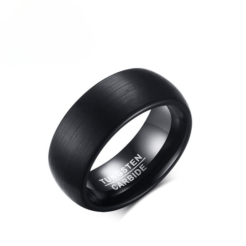 Korean Version 8MM Brushed Tungsten Steel Ring Black