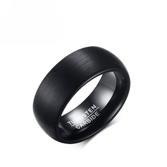 Korean Version 8MM Brushed Tungsten Steel Ring Black