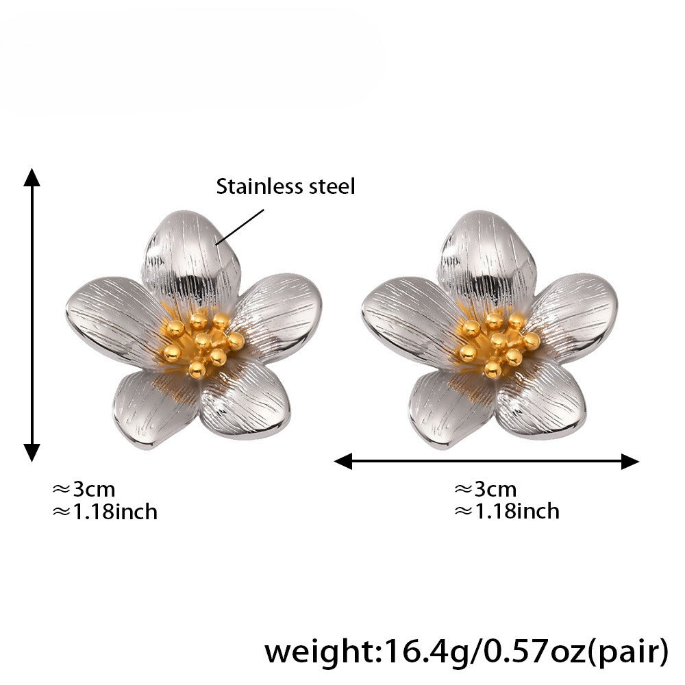 18K Gold Plated Flower Stud Earrings Planderful For Women