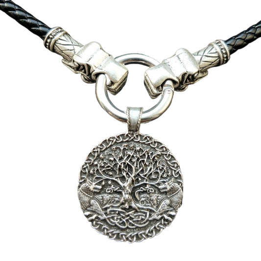 Celtic Wolf and Tree of Life Pendant Necklace - Viking Inspired Men's Jewelry