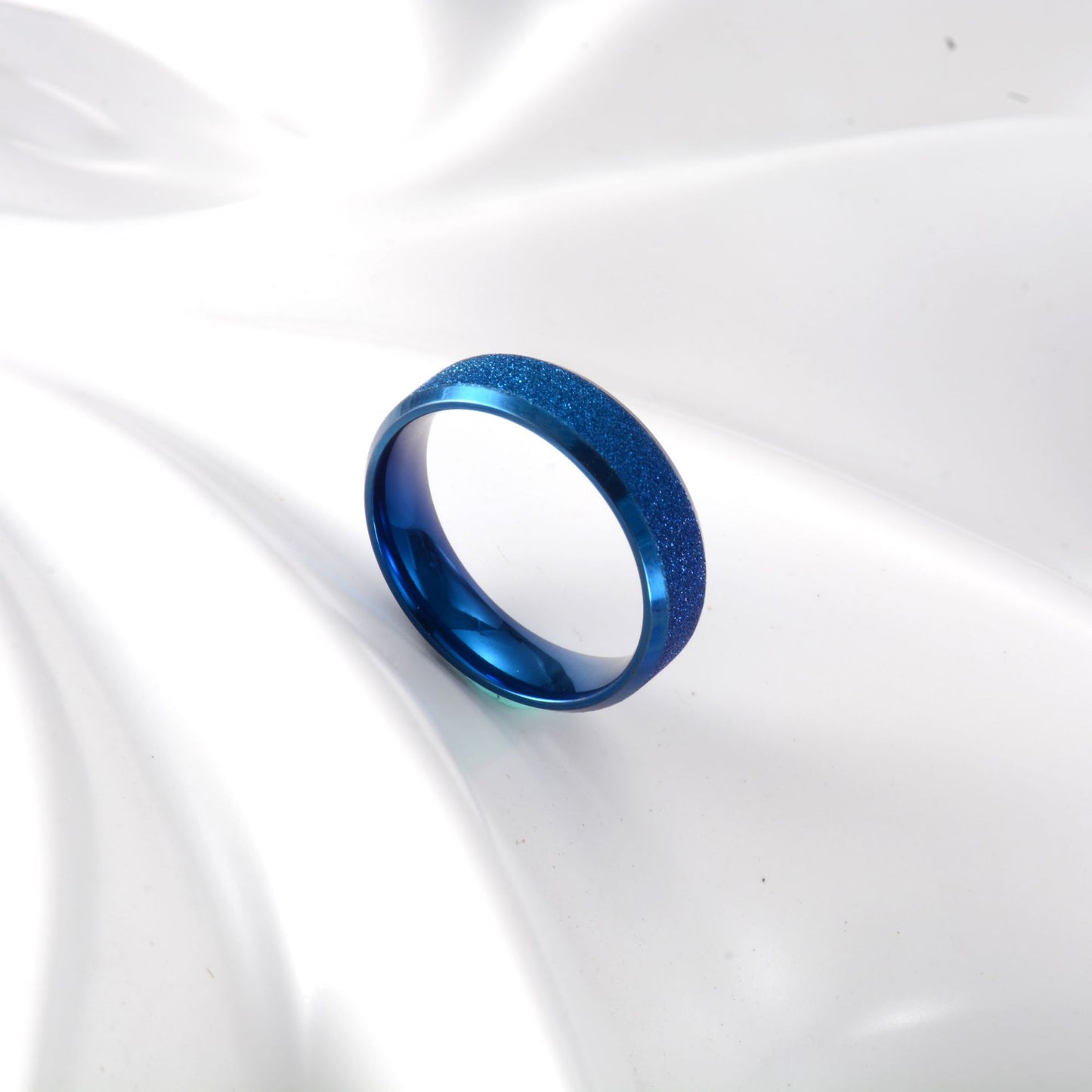 Planderful Titanium Steel Couple Ring Double Beveled Edge Four Color Pearl Inlay Everyday Genie
