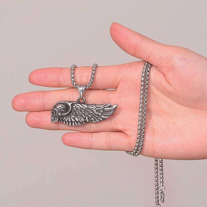 Steel Necklace – Statement Gothic Skull Wings For Bold Men Who Love Edgy Style Today