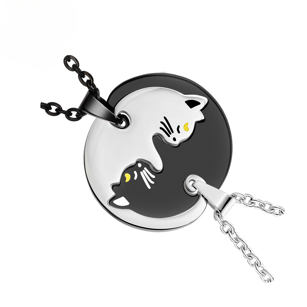 Japanese and Korean Style Cat Couple Pendant for Men