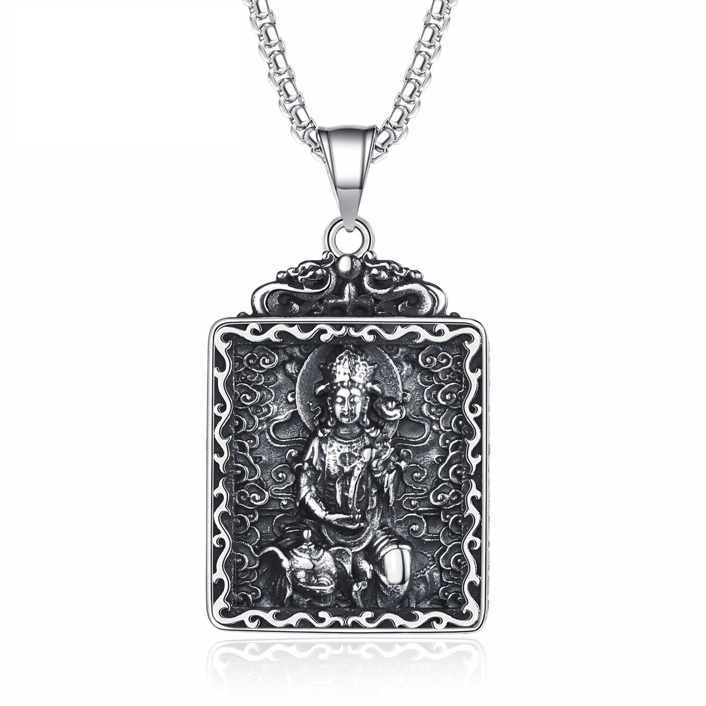 Steel Necklace - Vintage Buddha Zodiac Pendant