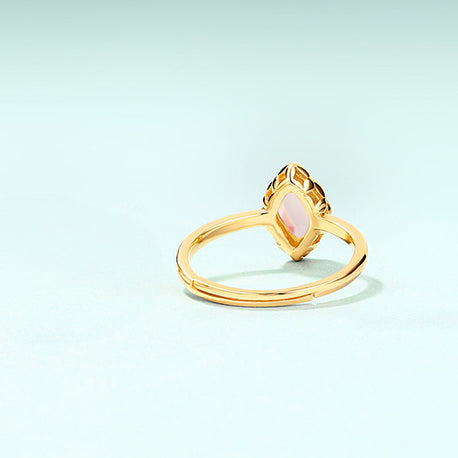 Marquise Cut Pink Crystal Opening Silver Ring