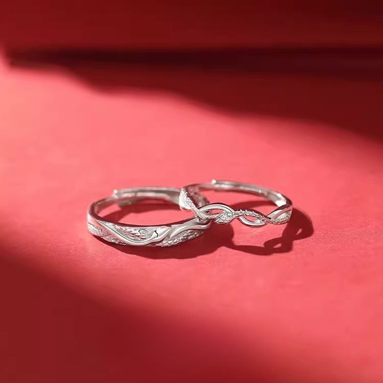 New Double Snake Couple Pair Ring 925 Sterling Silver Gift