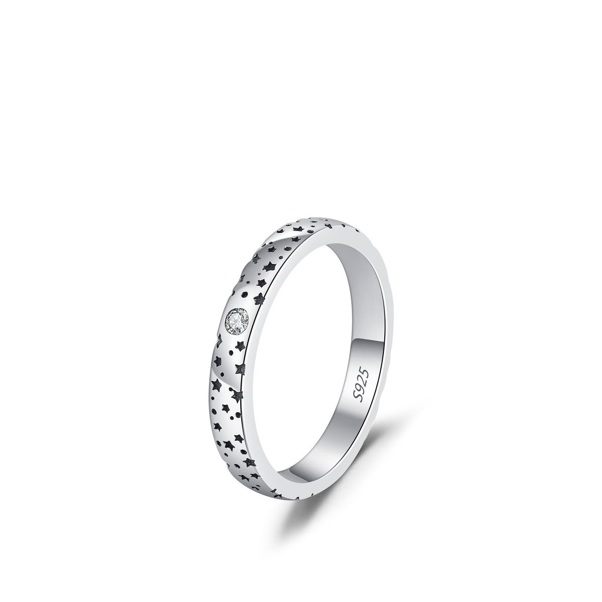 S925 Sterling Silver Star Moissanite Ring