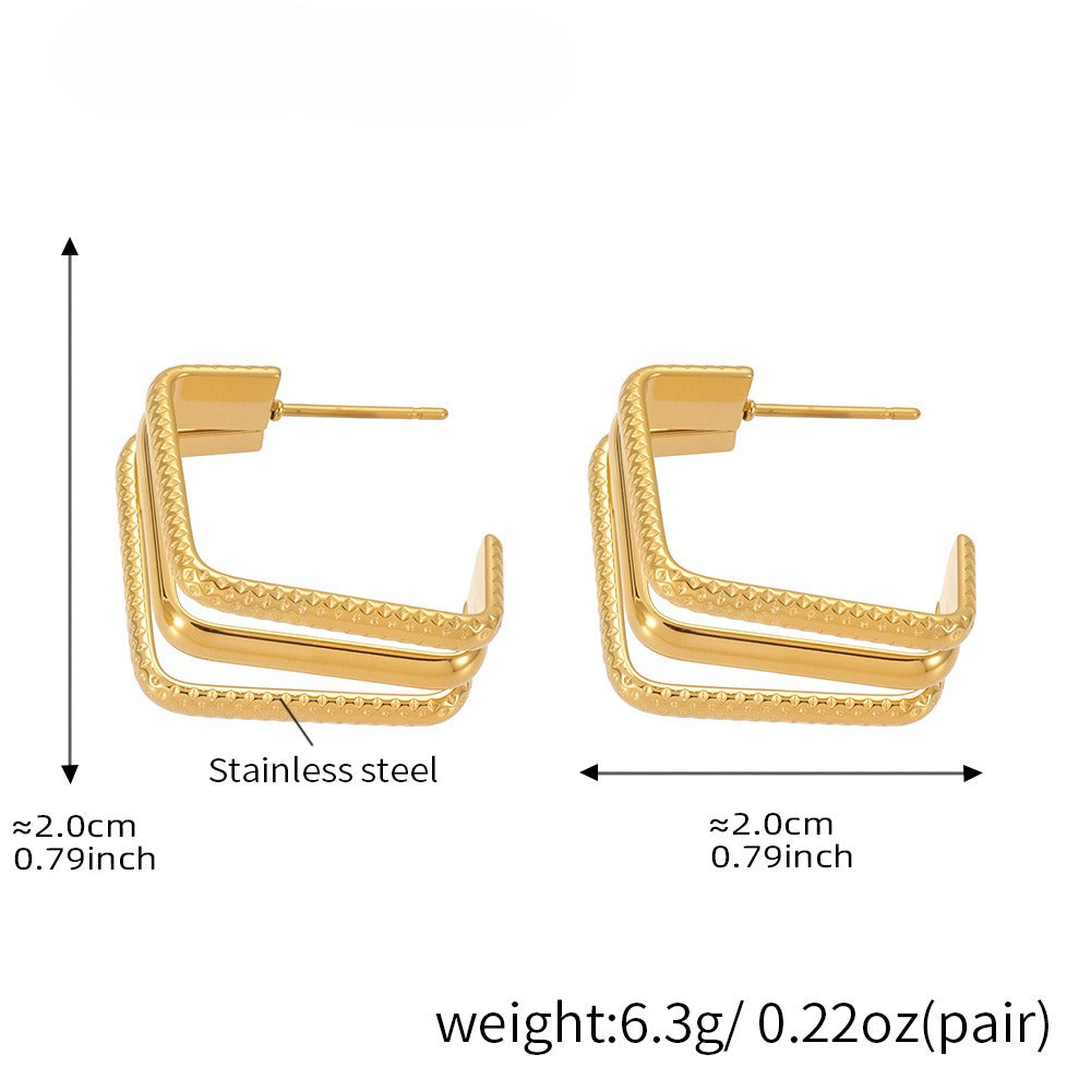 Planderful Women C Shape Stainless Steel Earrings GoldPlated