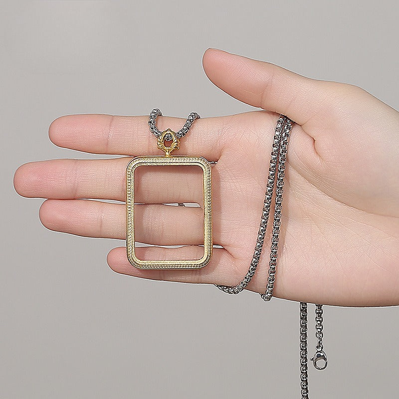 Titanium Steel Necklace – Elegant Thangka Box Pendant
