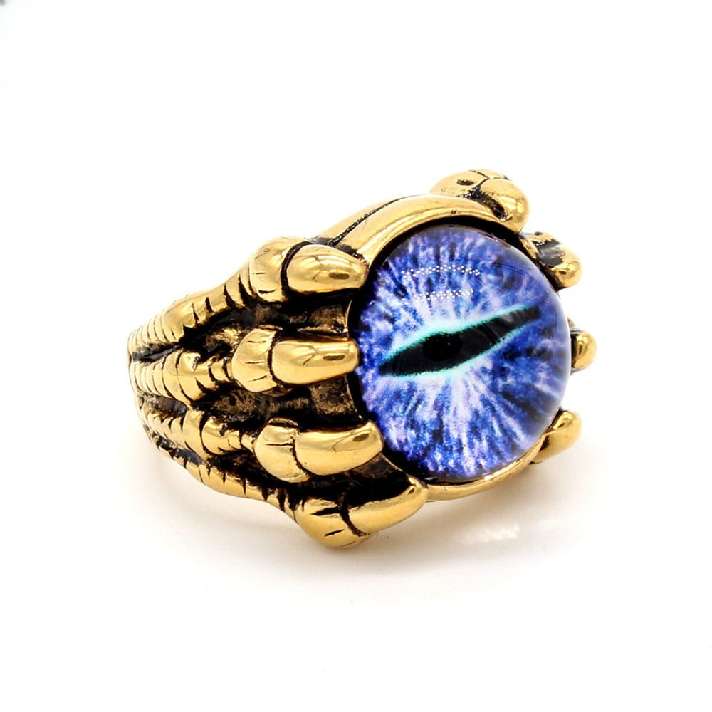 Planderful Titanium Steel Ring With Retro Devil Eyes Protective Unisex Jewelry For Men