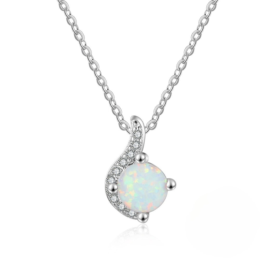Planderful Jewelry Sterling Silver Opal Necklace