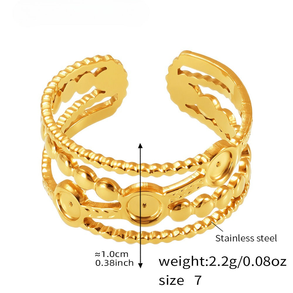Planderful 18K Gold Plated Geometric Flower Ring For Women