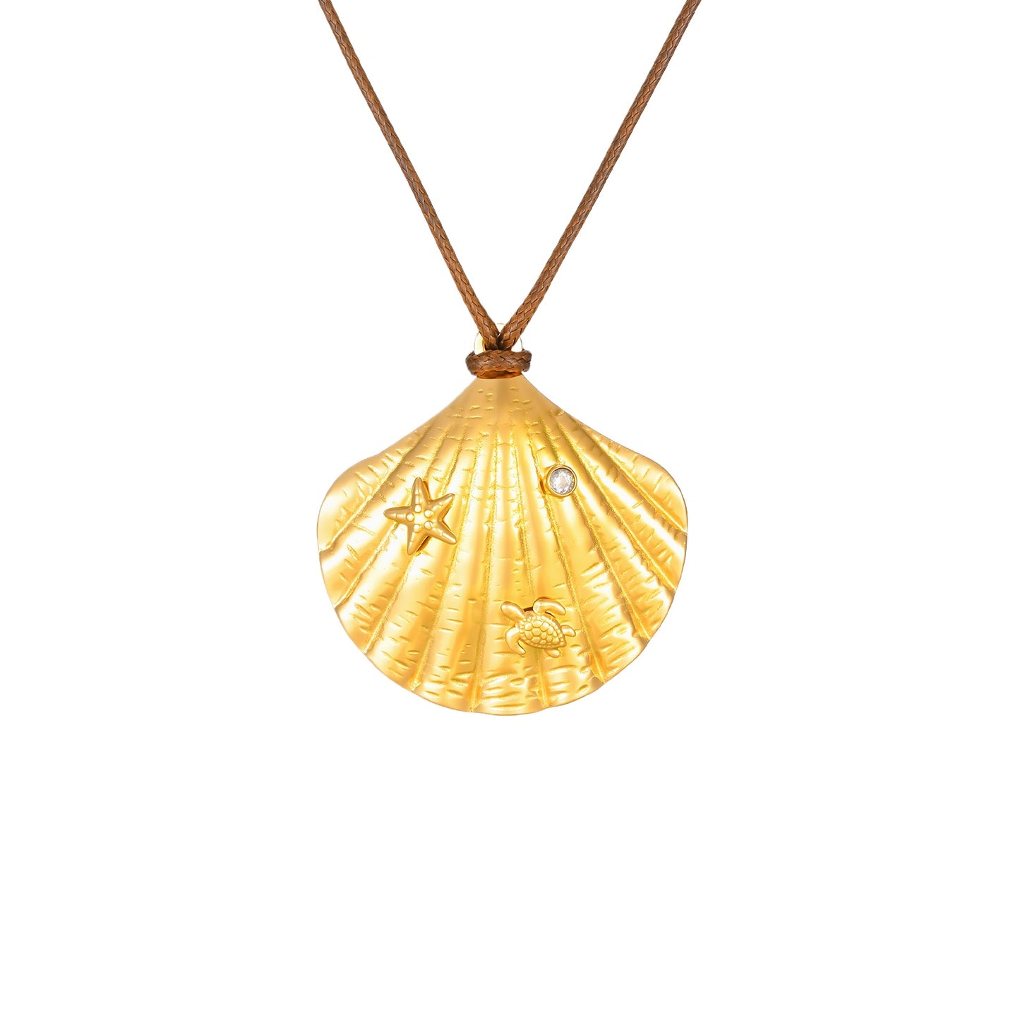 Ocean Wind Stainless Steel Shell Starfish Wax Rope Necklace High