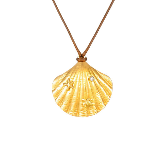 Ocean Wind Stainless Steel Shell Starfish Wax Rope Necklace High