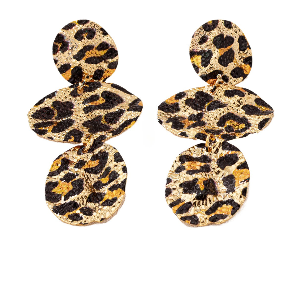 Planderful Vienna Verve Earrings – Irregular Metal Leopard Print Design