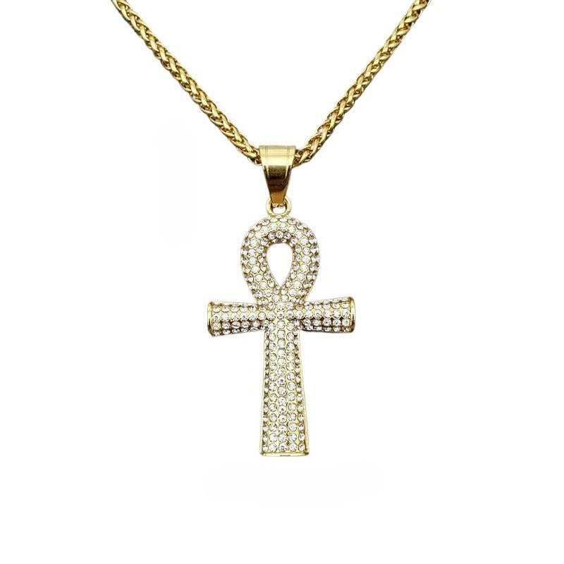 Planderful Ankh Key Pendant Unisex Stainless Steel Necklace