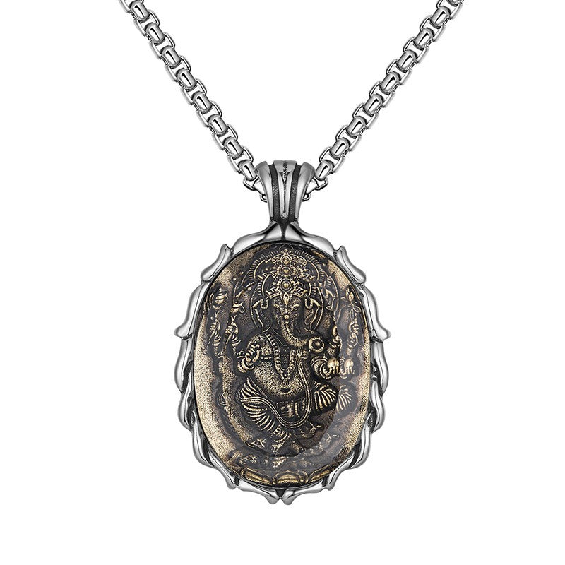 Steel Necklace – Vintage Buddha Pendant For Men