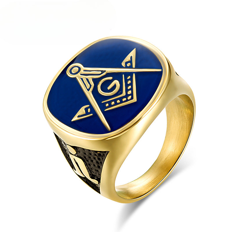 E-commerce Freemasonry 18K Gold Plated Men's Ring