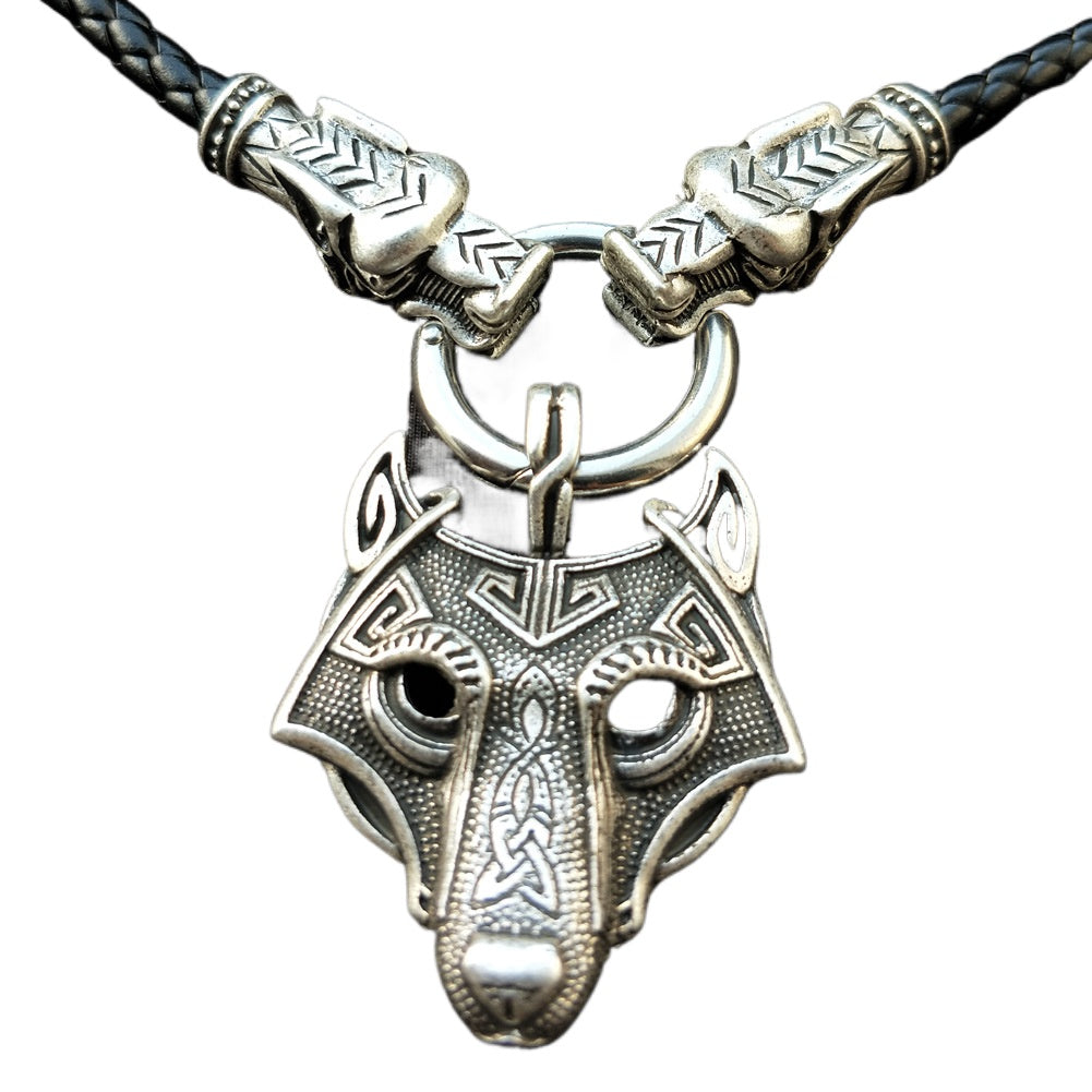 Mystical Nordic Wolf Head Necklace - Viking Metal Pendant for Men