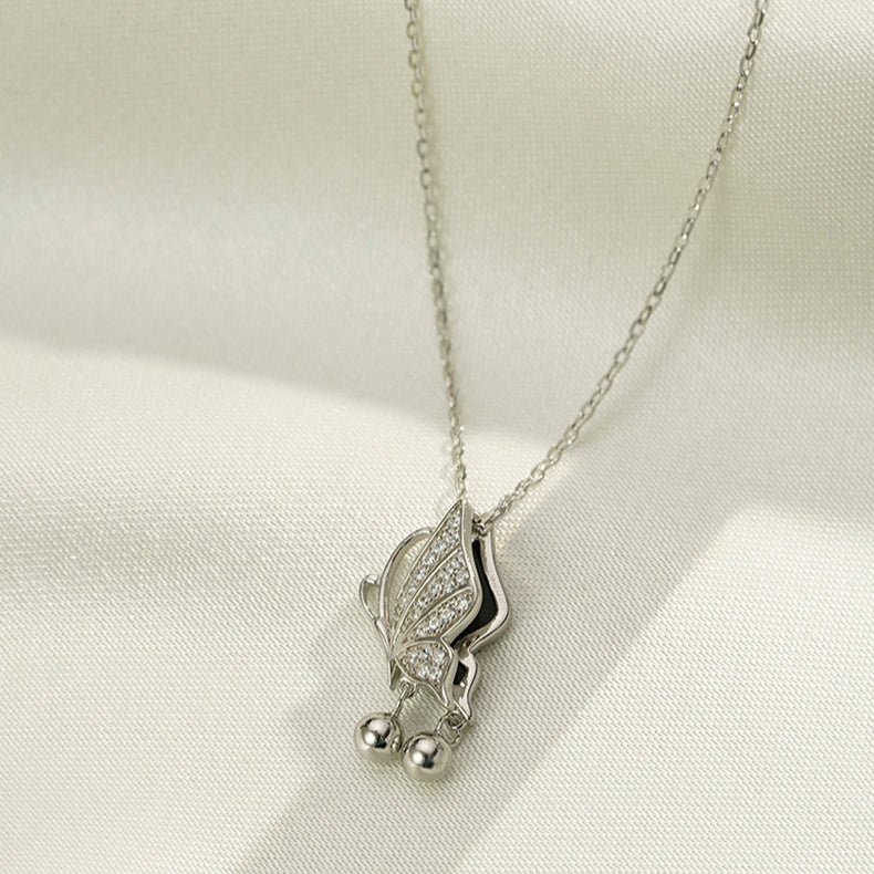 Korean Version Ins Wind S925 Silver Necklace Women's Butterfly Pendant Luxury Collarbone Chain