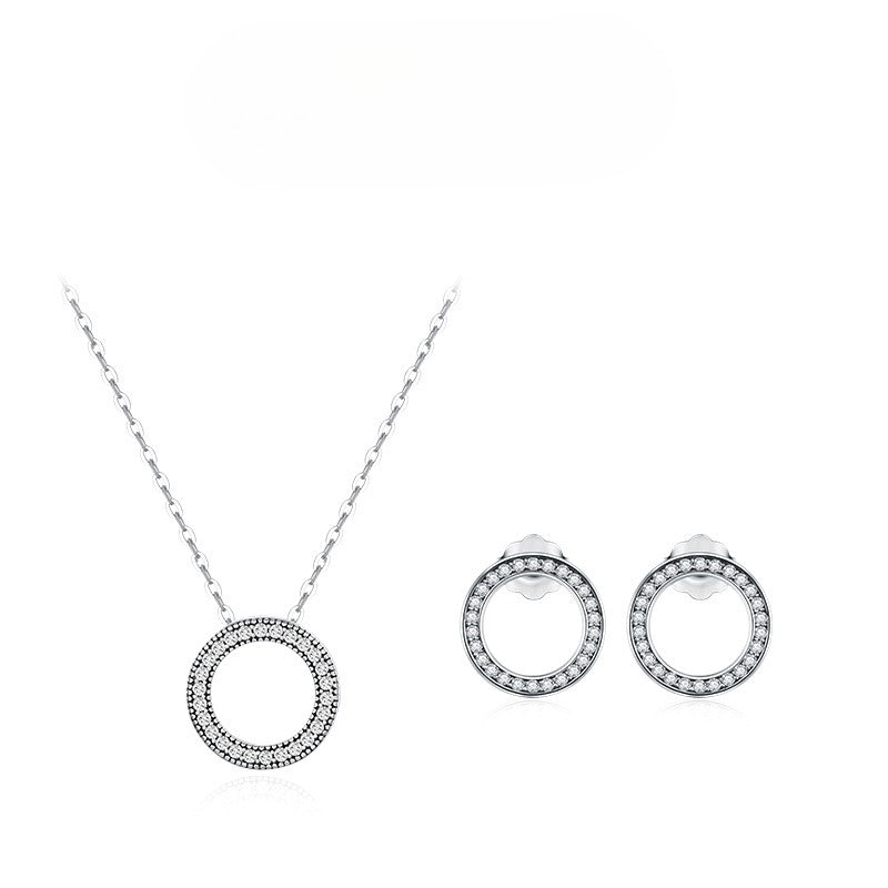 925 Sterling Silver Round Zircon Jewelry Set