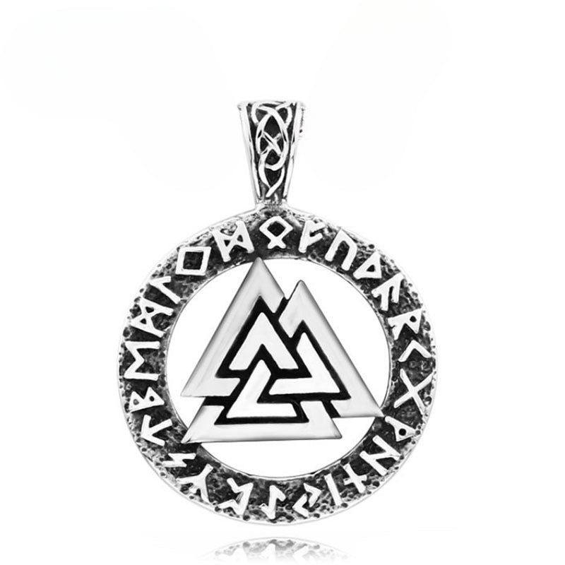 Nordic Viking Triangle Pendant - Retro Titanium Steel Jewelry for Men