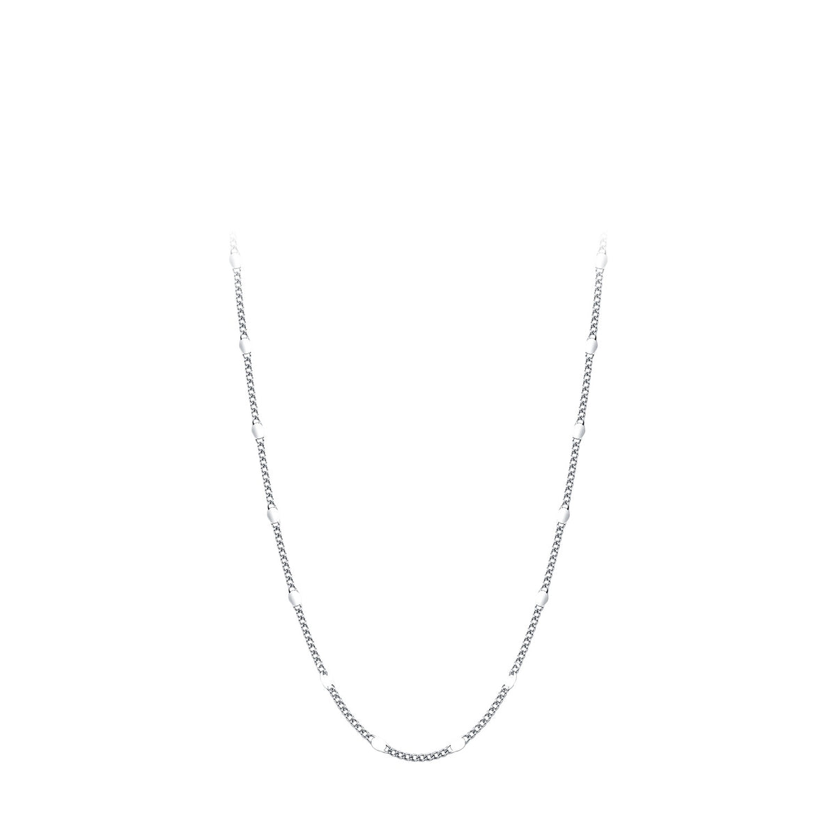 925 Sterling Silver Shimmer Plain Chain Necklace