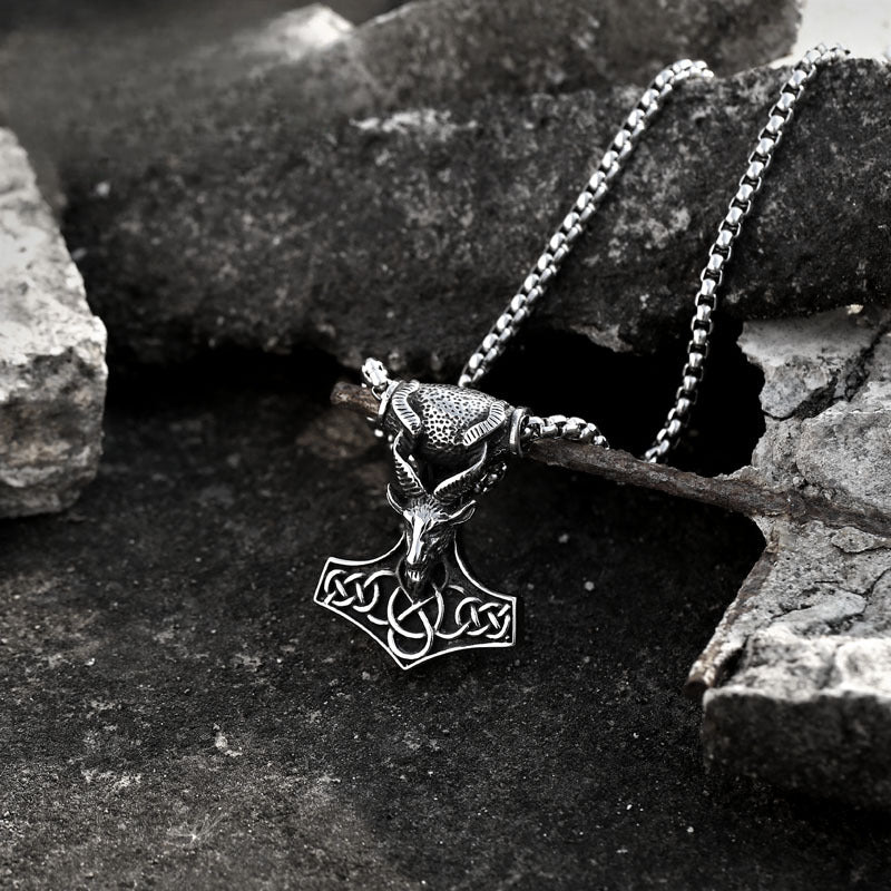 Viking-Inspired Stainless Steel Sheep Head Pendant for Men - Retro Creative Jewelry