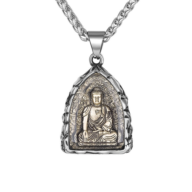 Steel Necklace – Statement Zodiac Buddha
