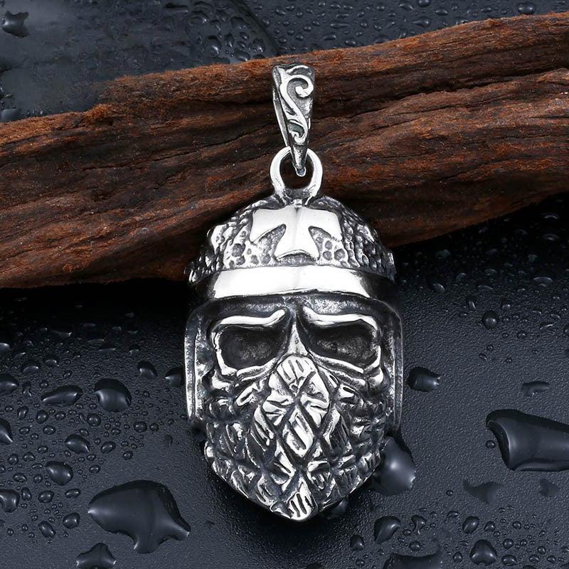 Titanium Steel Skull Cross Pendant for Men - Retro European and American Jewelry
