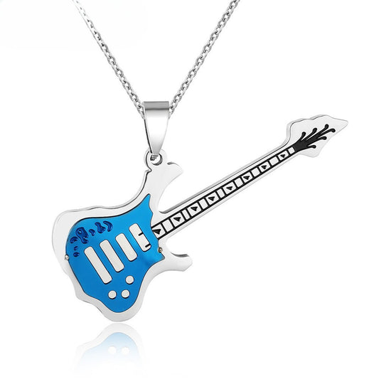 Planderful Everyday Genie Mens Necklace Durable Stainless Steel Titanium Pendant Multicolor Guitar Charm Unisex Jewelry