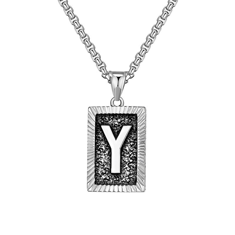 Steel Necklace – Dainty Brand Letter Pendant For Hip Hop Street Style Chain By Planderful