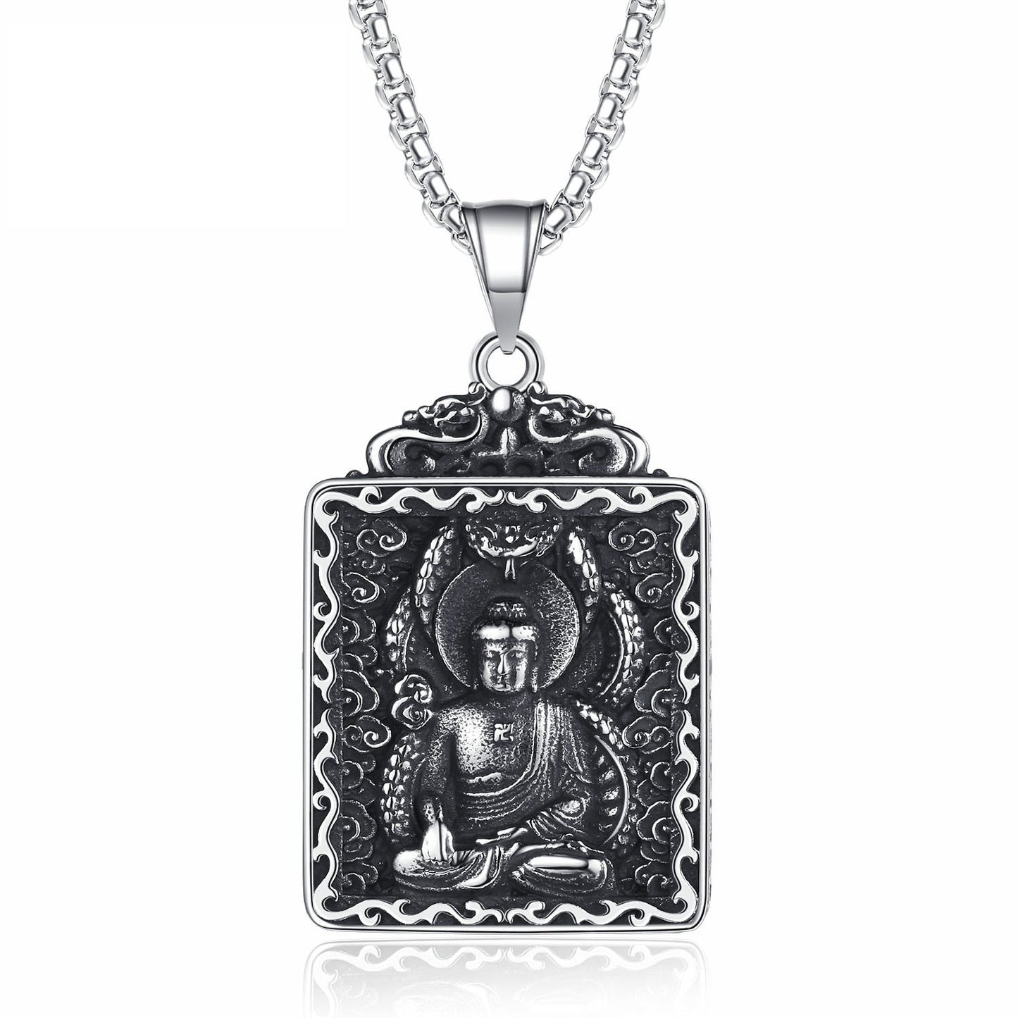 Steel Necklace - Vintage Buddha Zodiac Pendant