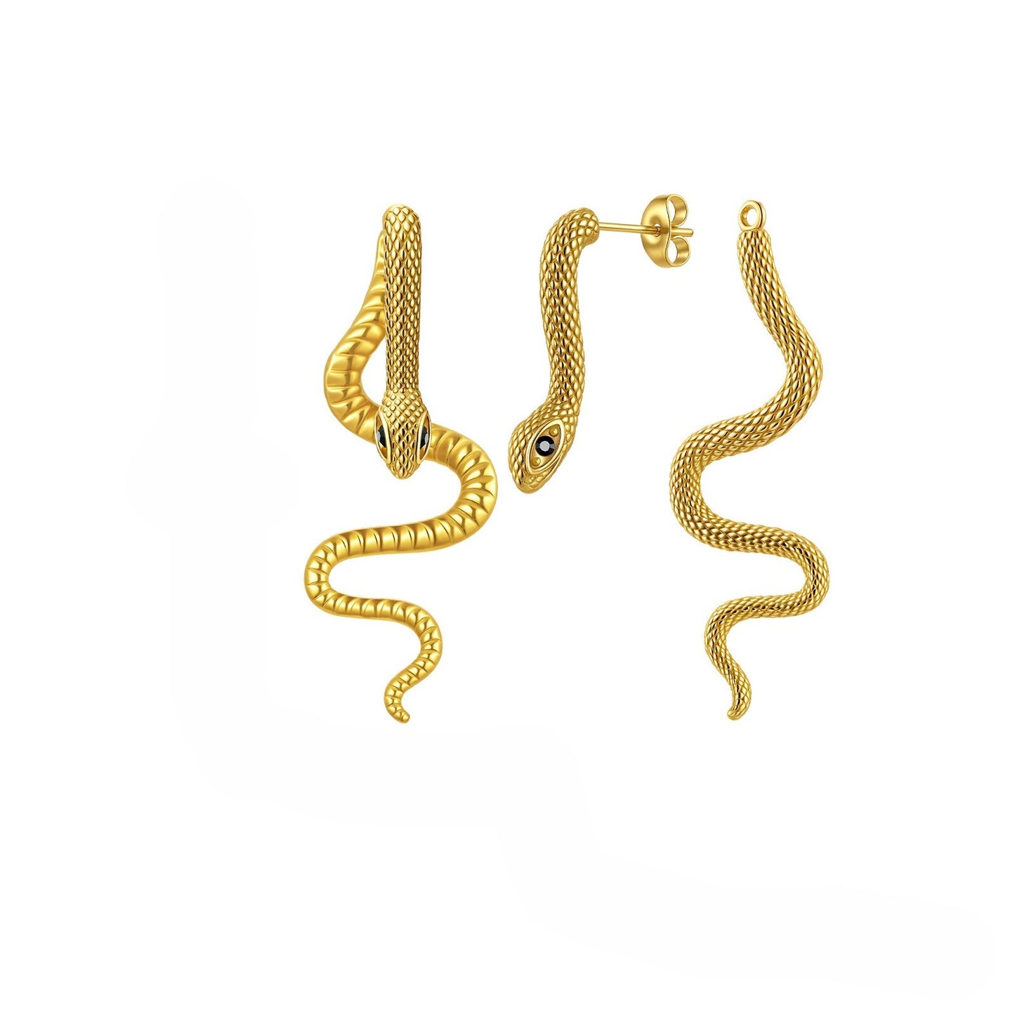 Planderful Ladies Snake Earrings Stainless Colorful Zircon