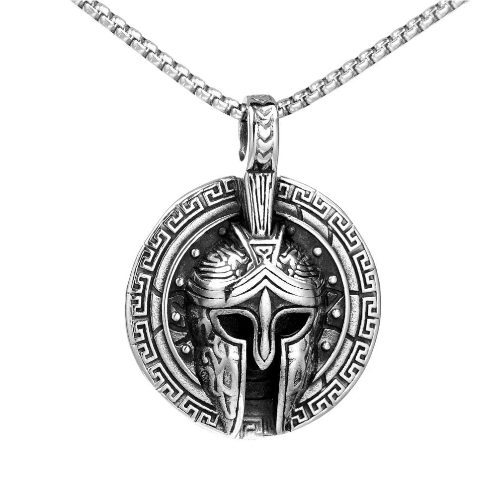 Planderful Mens Pharaoh Knight Mask Necklace Stainless Steel Pendant Durable Retro Egyptian Style