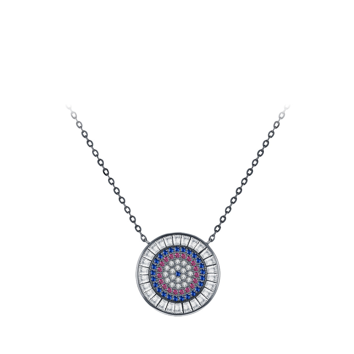 925 Sterling Silver Turquoise Two-Tone Zircon Necklace