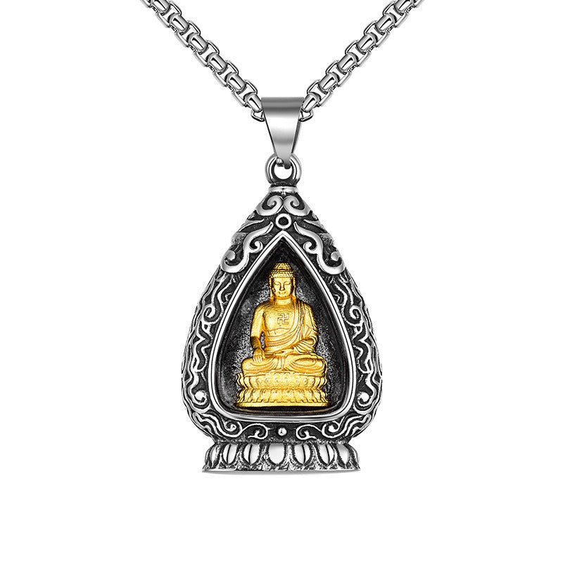 Steel Necklace - Elegant Buddhist Pendant Gift For Boyfriend