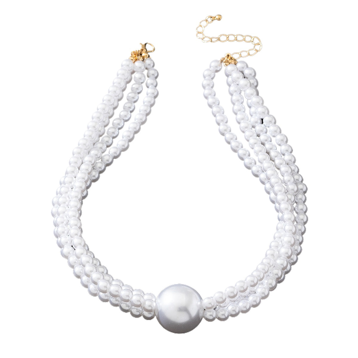 Planderful Vienna Verve Necklace – Elegant Three Layers of Imitation Pearls