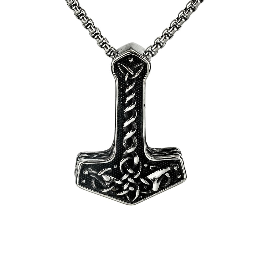 Planderful Stainless Steel Pendant For Men Vintage Viking Anchor With Double Sided Celtic Raven Knot