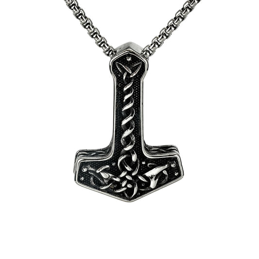Planderful Stainless Steel Pendant For Men Vintage Viking Anchor With Double Sided Celtic Raven Knot