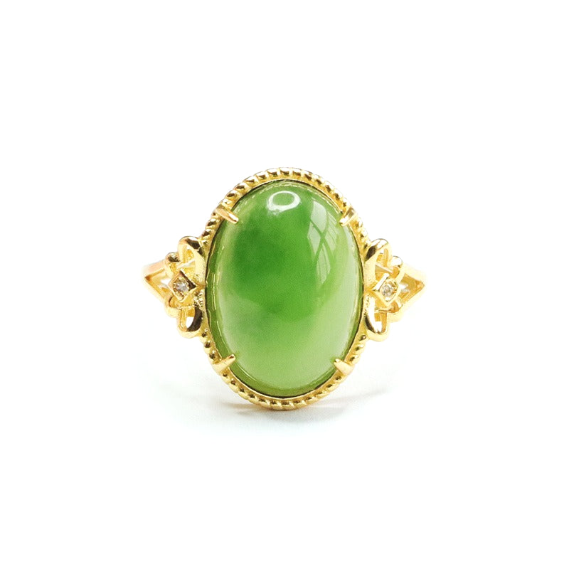925 Sterling Silver Hetian Jasper Cabochon Ring