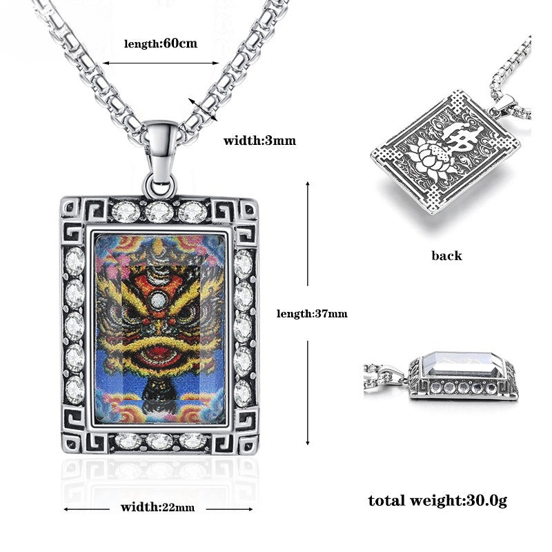 Zircon Necklace - Elegant Lion Dance Pendant In Titanium Steel For Everyday Wear And Culture Inspired