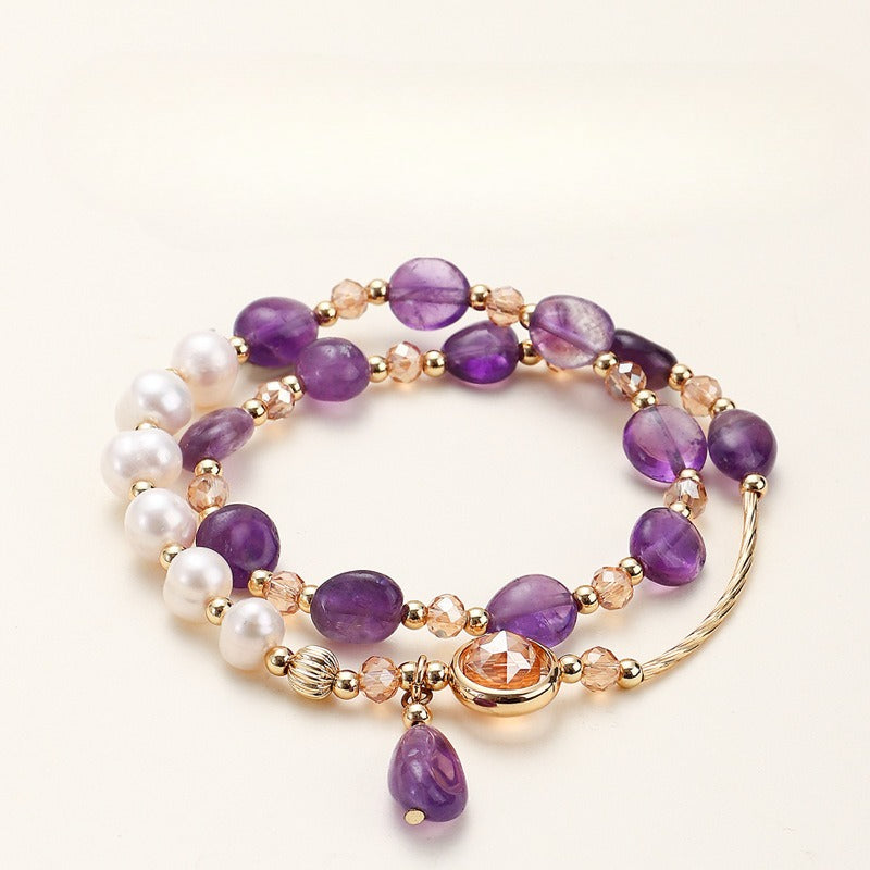 Freshwater Pearl Amethyst Jade Bracelet