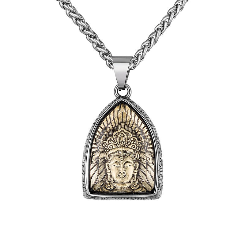 Steel Necklace – Vintage Eight Patron Saints Natal Amulet Zodiac Pendant For Boys