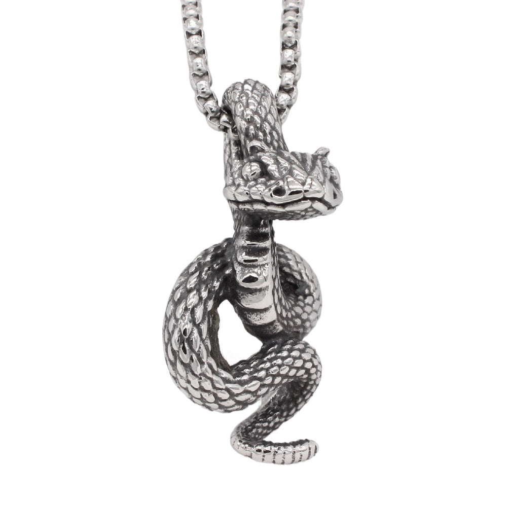 Personalized Retro Snake Pendant for Men in Titanium Steel - European and American Style Wholesale Jewelry