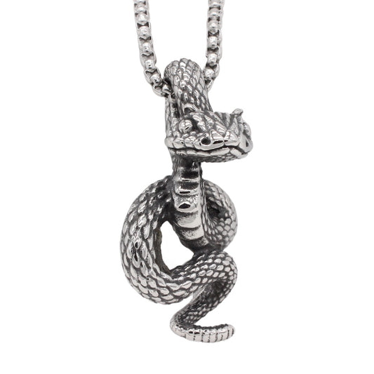 Personalized Retro Snake Pendant for Men in Titanium Steel - European and American Style Wholesale Jewelry