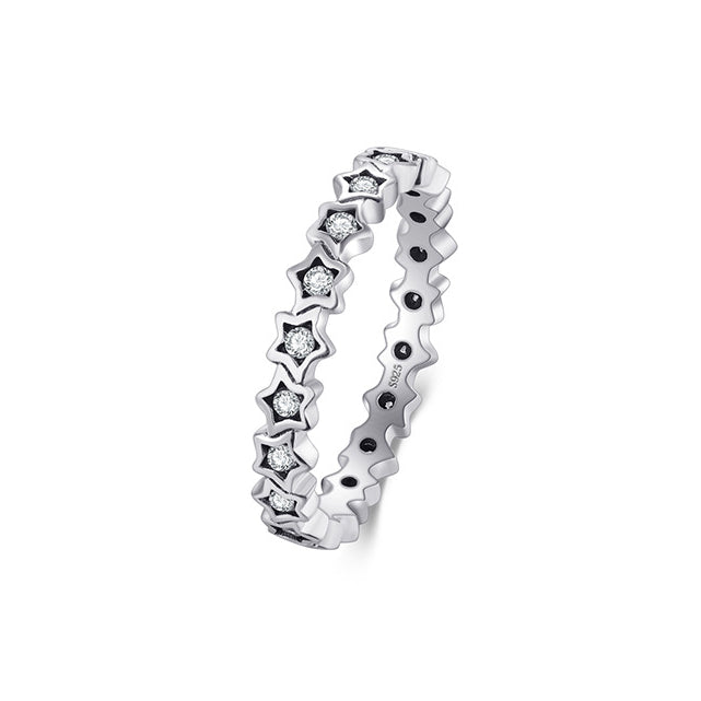 Starry Sky Zircon Sterling Silver Ring for Women, Size 5-10