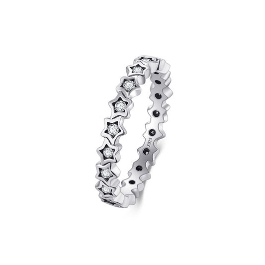 Starry Sky Zircon Sterling Silver Ring for Women, Size 5-10