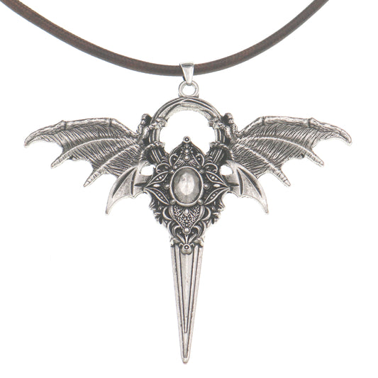 Europe and the United States cross-border simple hot fashion metal necklace retro angel sword shape flying dragon pendant Halloween jewelry. for men